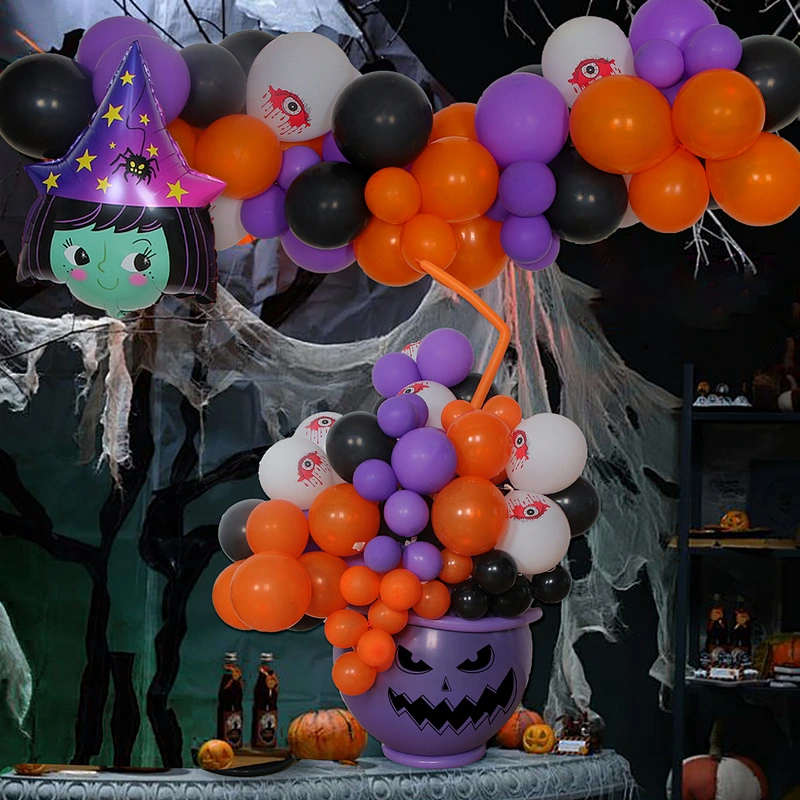 Halloween Party Banner Balloon Spider Bat Pumpkin Skeleton Balloons Arch Kits Halloween Party Decor Latex Balloons Halloween