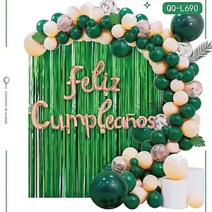 Happy Birthday Decoration Kit Comb Party Decoration Latex Confetti Ballon Letter Foil Balloon Garland Set Black Foil Curtain