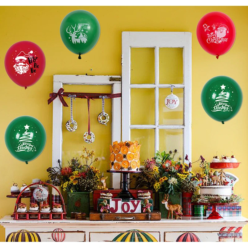New 12 inch Christmas printed latex balloon Santa Claus Christmas tree party decoration balloon
