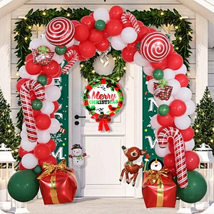 Christmas Decorations Balloon Arch Garland Party Balloon Decorations Balloon Props Santa Claus Banner Snowman Elk
