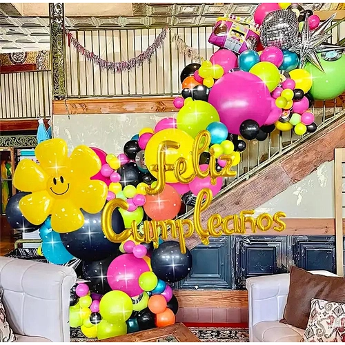 Colorful Latex Staircase Decoration Balloon Small Daisy Foil Balloon Spanish Happy Birthday Letters For The Celebration Party
