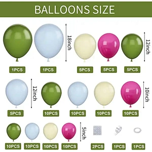 102pcs Rose Green Party Balloons Garland Arch Kit for Birthday Wedding Anniversary Baby Shower Bridal Festival Bachelor Party