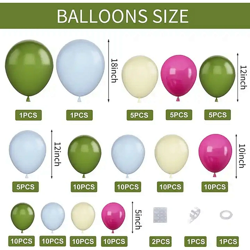 102pcs Rose Green Party Balloons Garland Arch Kit for Birthday Wedding Anniversary Baby Shower Bridal Festival Bachelor Party