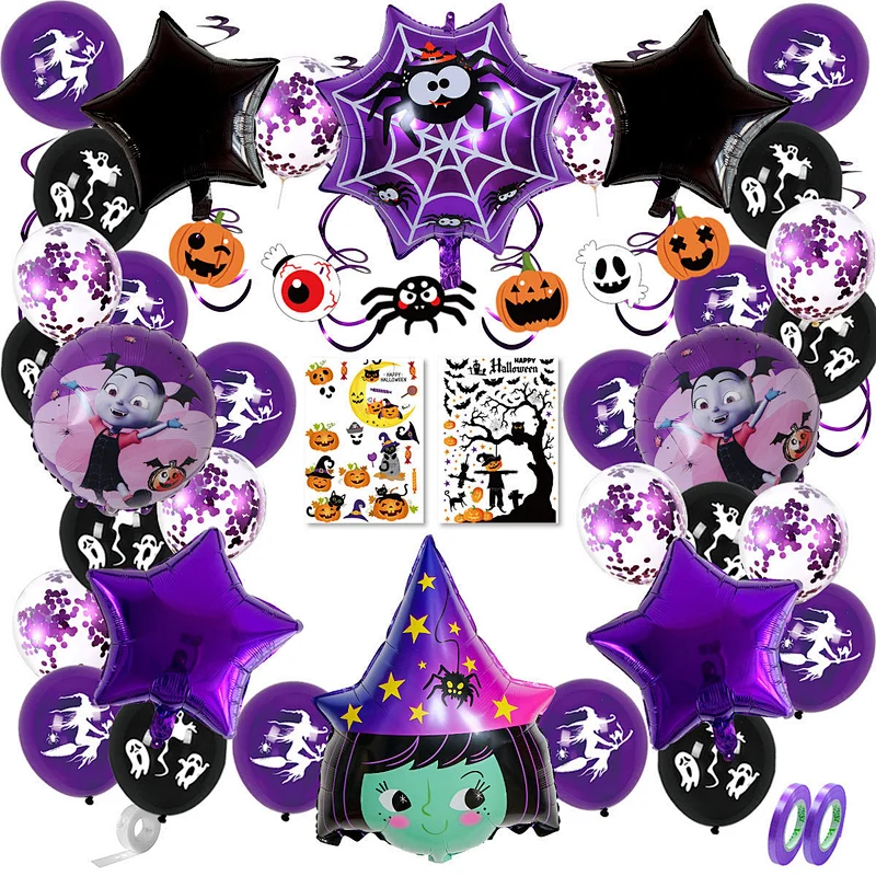 New Halloween Balloon Set Halloween Party Decoration Arrangement Sticker Aluminum Film Aluminum Foil Balloon Set