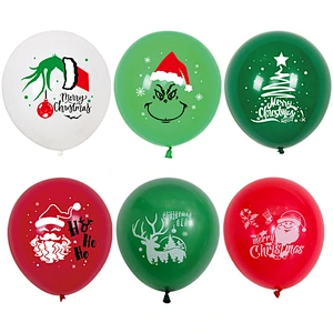 New 12 inch Christmas printed latex balloon Santa Claus Christmas tree party decoration balloon