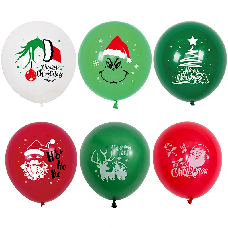 New 12 inch Christmas printed latex balloon Santa Claus Christmas tree party decoration balloon