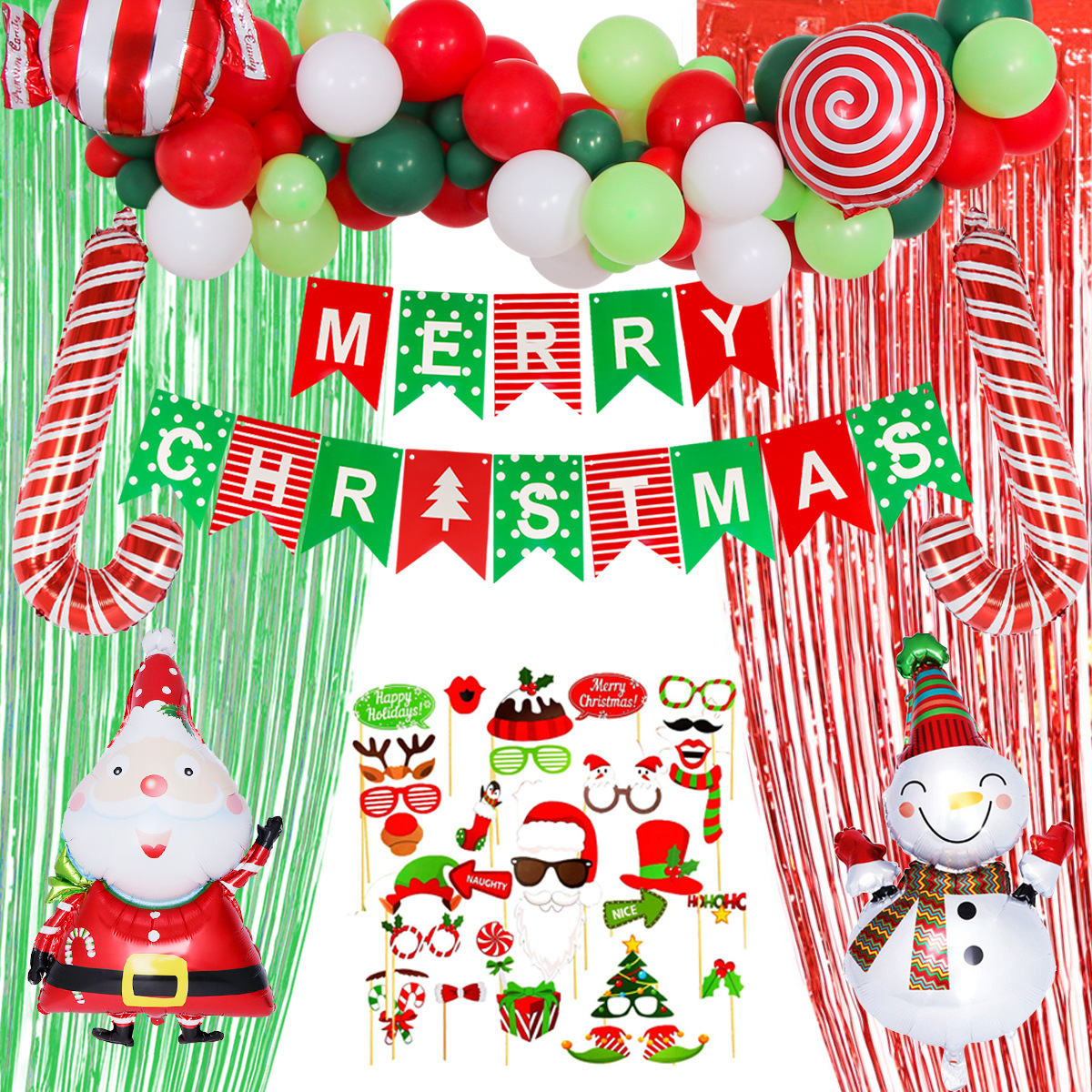 Merry Christmas Balloon and photo pros Decor Santa Elk Snowman latex Christmas balloons kit Garland Arch for Xmas party supplies