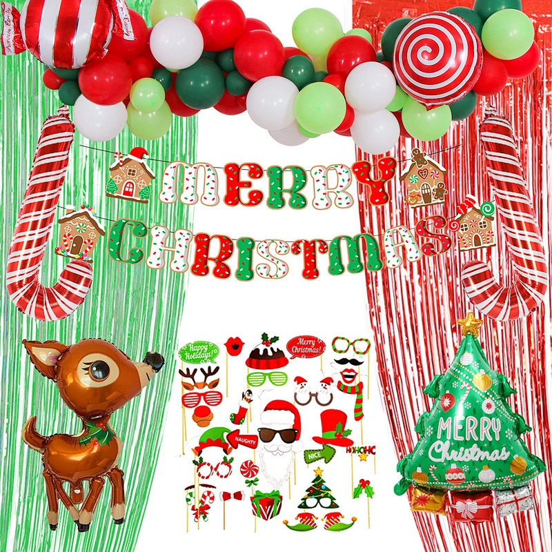 Merry Christmas Balloon and photo pros Decor Santa Elk Snowman latex Christmas balloons kit Garland Arch for Xmas party supplies