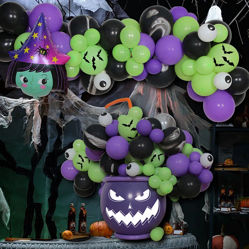 Halloween Party Banner Balloon Spider Bat Pumpkin Skeleton Balloons Arch Kits Halloween Party Decor Latex Balloons Halloween
