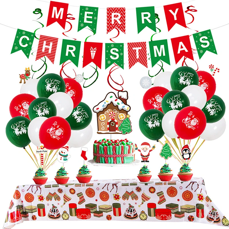 Amazon hot sell Christmas decoration Balloon Arch wreath party balloon decoration balloon prop Santa flag snowman elk