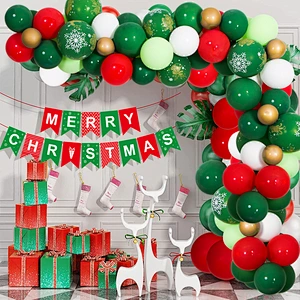 2022 Merry Christmas Party Decoration Set Red and Green Balloon Set Party Supplies Santa Claus Balloon Decoration