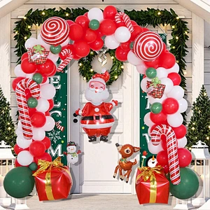Christmas Decorations Balloon Arch Garland Party Balloon Decorations Balloon Props Santa Claus Banner Snowman Elk