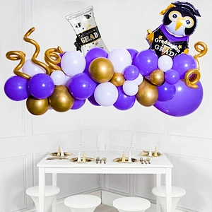 2023 Graduation Theme Blue Latex Balloon Arch Paper Pull Flag Graduation Party Background Decoration Balloon Chain Set