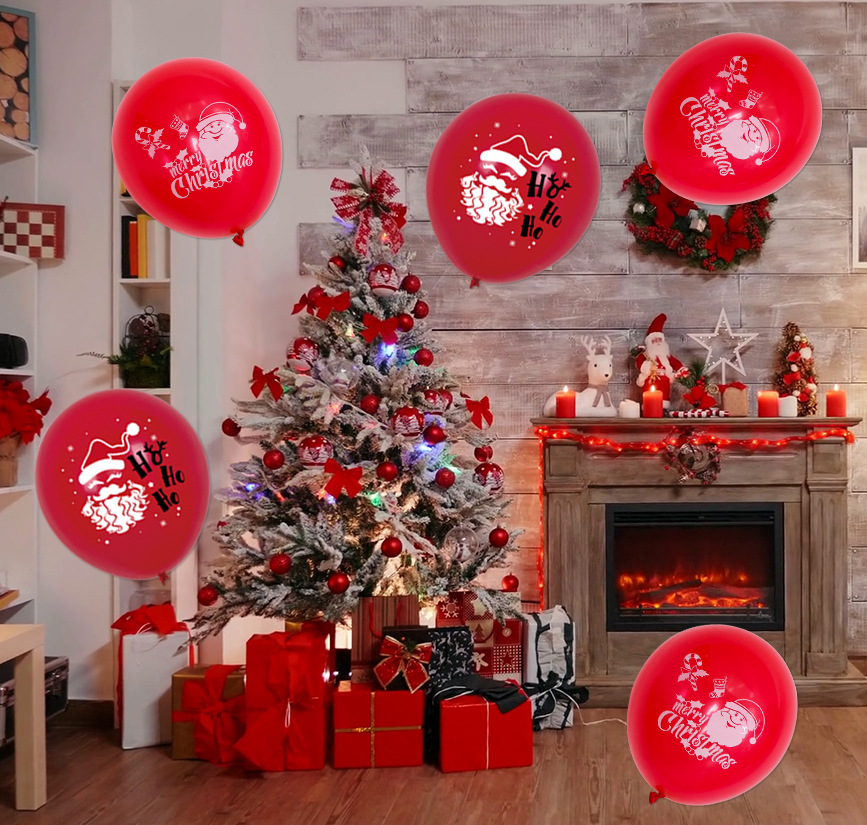 New 12 inch Christmas printed latex balloon Santa Claus Christmas tree party decoration balloon