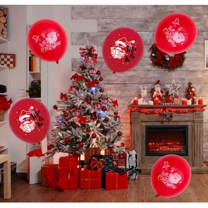 New 12 inch Christmas printed latex balloon Santa Claus Christmas tree party decoration balloon