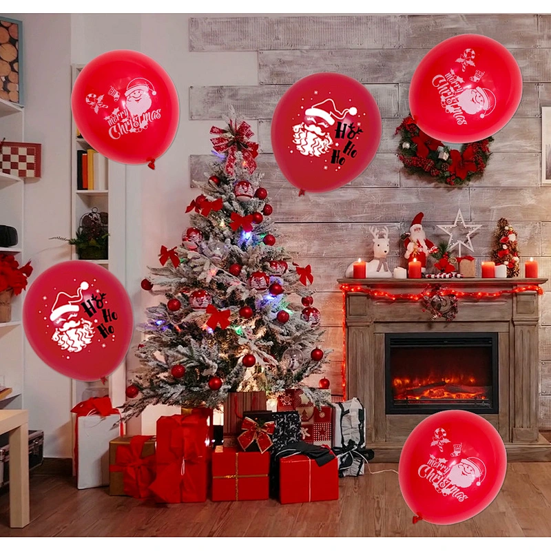 New 12 inch Christmas printed latex balloon Santa Claus Christmas tree party decoration balloon