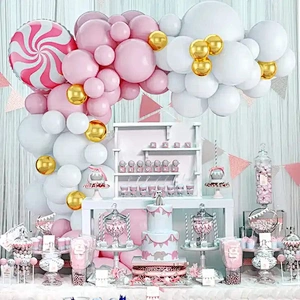 Party Supplier Wholesale 102 PCS Pink Gender Reveal Balloons for Baby Girl Pink White Balloons Garland Arch Kit