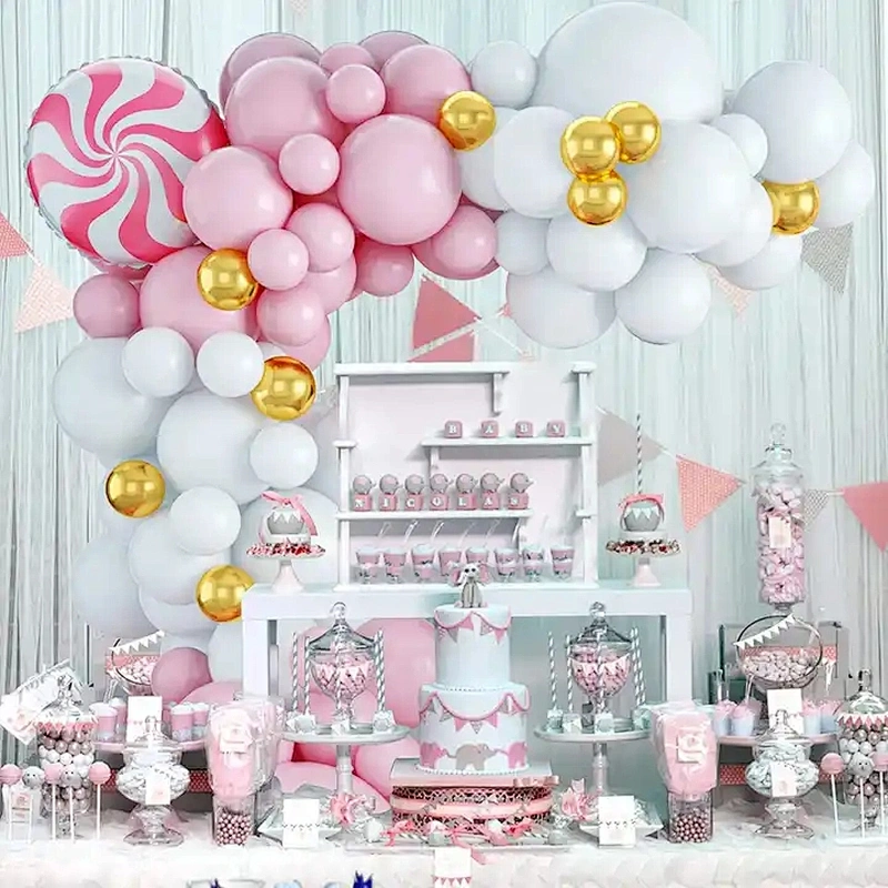 Party Supplier Wholesale 102 PCS Pink Gender Reveal Balloons for Baby Girl Pink White Balloons Garland Arch Kit