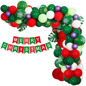 2022 Merry Christmas Party Decoration Set Red and Green Balloon Set Party Supplies Santa Claus Balloon Decoration