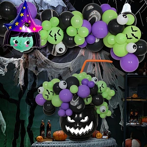Halloween Party Banner Balloon Spider Bat Pumpkin Skeleton Balloons Arch Kits Halloween Party Decor Latex Balloons Halloween