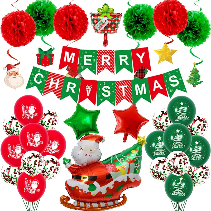 2022 Merry Christmas Balloon set banner tree santa party supplies Christmas Decorations