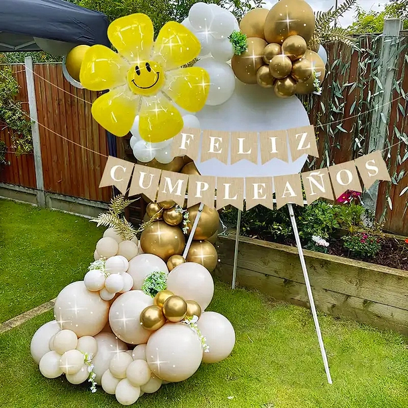 Purple Latex Balloons Doors And Windows Balloon Decoration Spanish Happy Birthday Alphabet Banner For Party Decorations