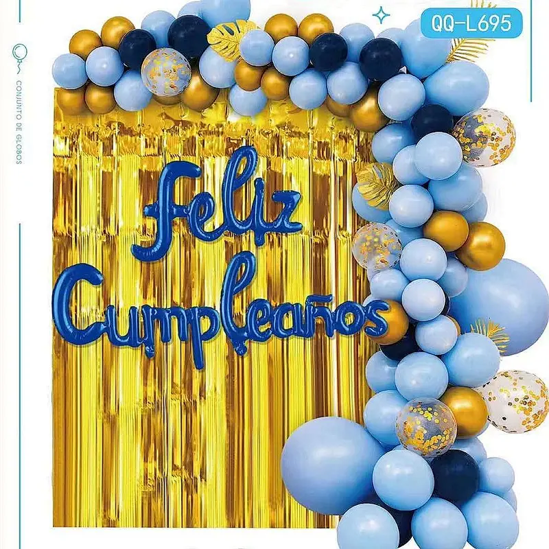 Happy Birthday Decoration Kit Comb Party Decoration Latex Confetti Ballon Letter Foil Balloon Garland Set Black Foil Curtain
