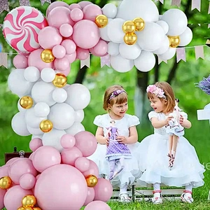 Party Supplier Wholesale 102 PCS Pink Gender Reveal Balloons for Baby Girl Pink White Balloons Garland Arch Kit