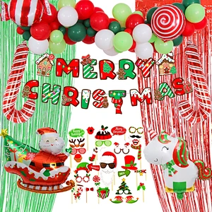 Merry Christmas Balloon and photo pros Decor Santa Elk Snowman latex Christmas balloons kit Garland Arch for Xmas party supplies