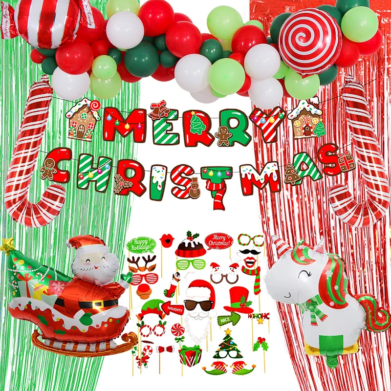 Merry Christmas Balloon and photo pros Decor Santa Elk Snowman latex Christmas balloons kit Garland Arch for Xmas party supplies