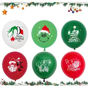New 12 inch Christmas printed latex balloon Santa Claus Christmas tree party decoration balloon