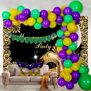 Mardi Gras Balloon Garland & Arch Kit MARDI GRAS Foil Balloon for Carnival Easter and Vintage Party Decorations