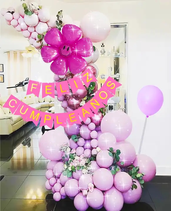 Purple Latex Balloons Doors And Windows Balloon Decoration Spanish Happy Birthday Alphabet Banner For Party Decorations