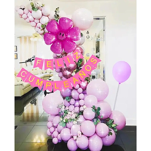 Purple Latex Balloons Doors And Windows Balloon Decoration Spanish Happy Birthday Alphabet Banner For Party Decorations