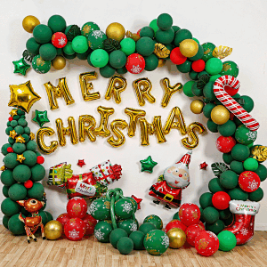 Hot Sale Wholesale Christmas Balloon Set Arch Party Decoration Santa Gift Box Balloon Set