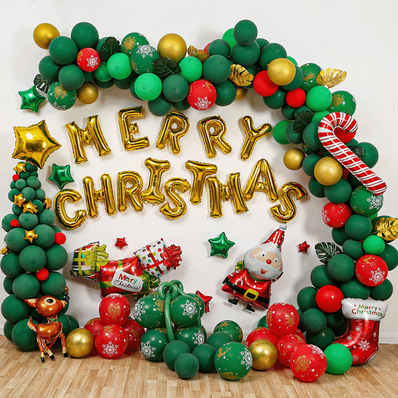 Hot Sale Wholesale Christmas Balloon Set Arch Party Decoration Santa Gift Box Balloon Set