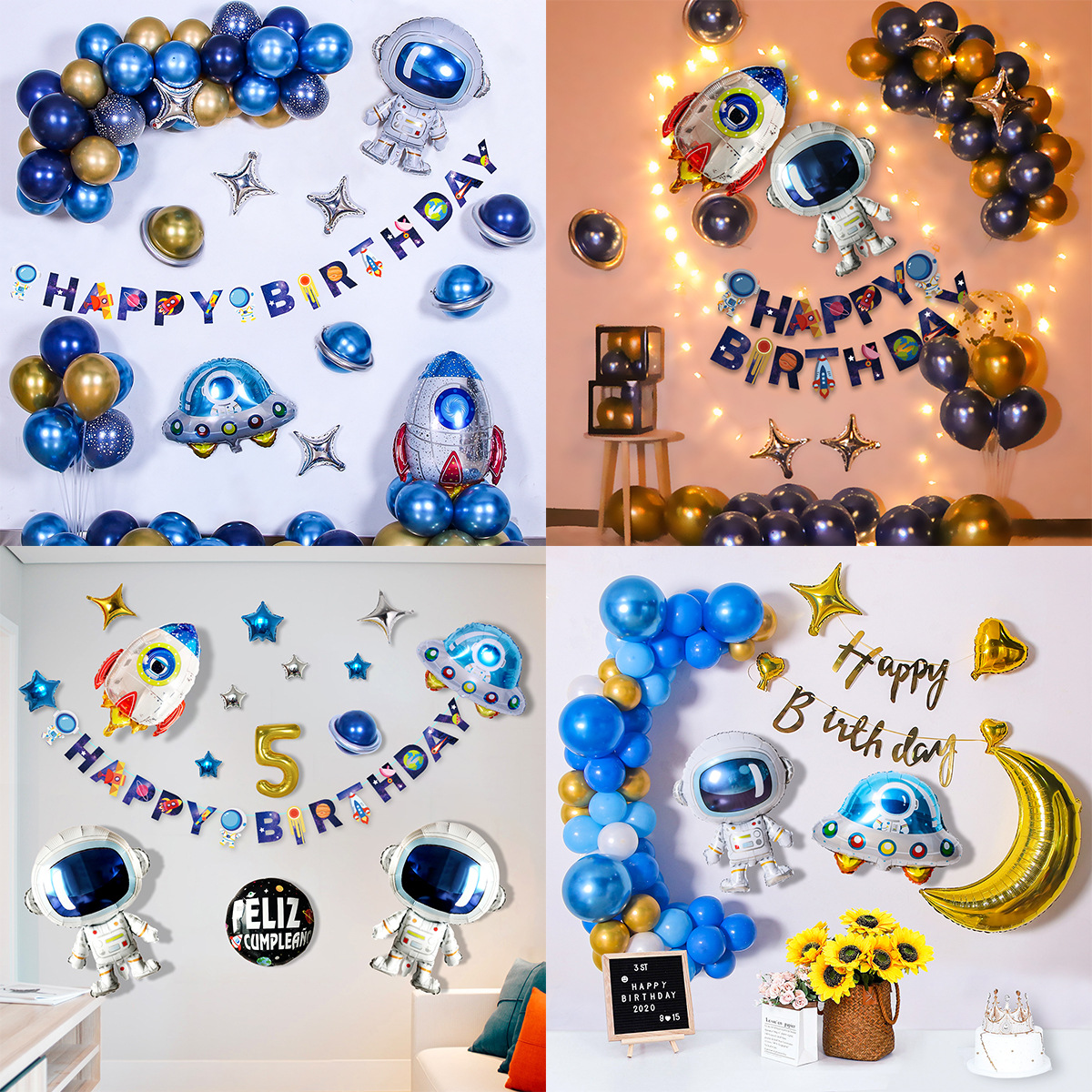 New children's birthday party balloon starry sky series decoration astronaut astronaut aluminum film balloon package