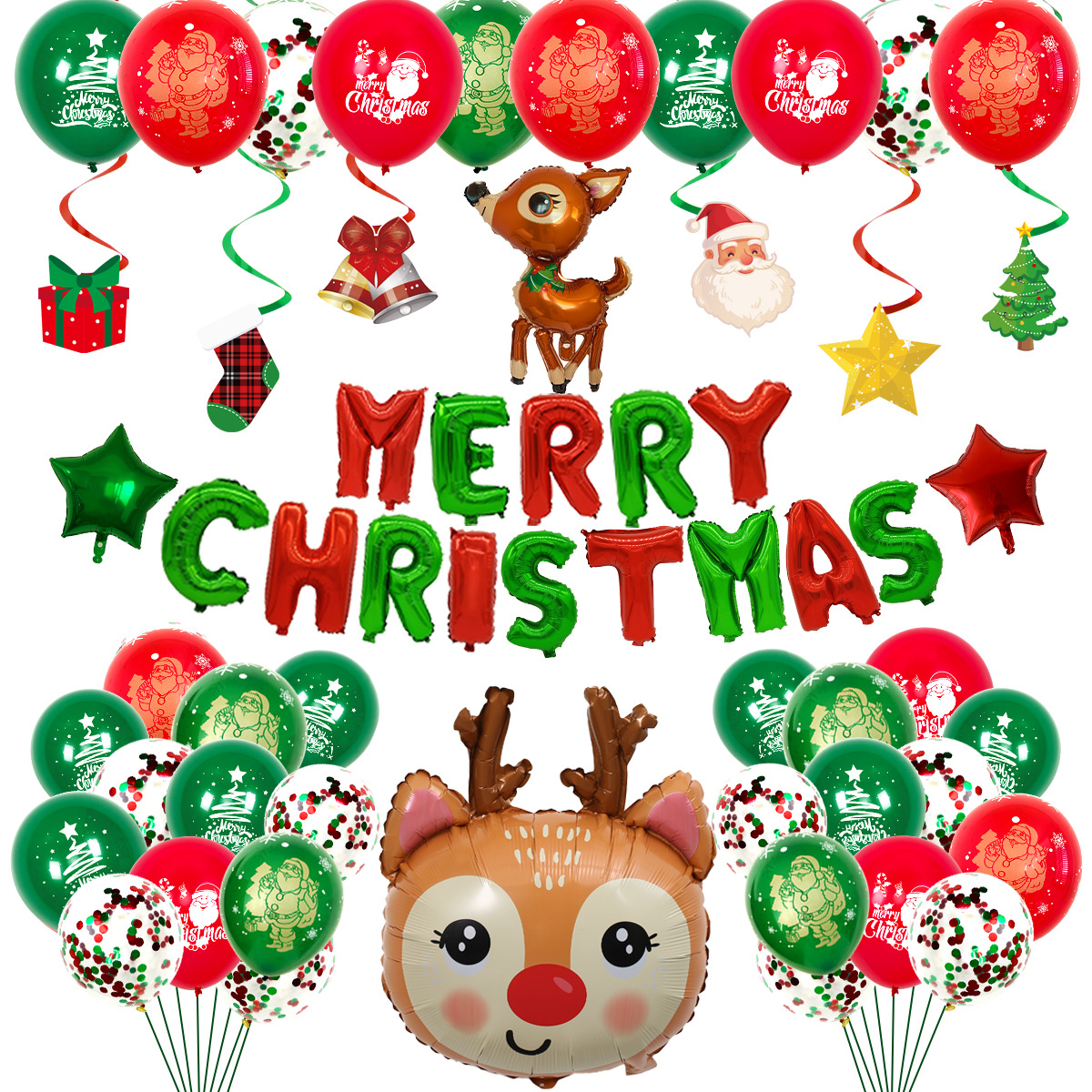 New Christmas Alphabet Aluminum Foil Balloon Set Santa Claus Christmas Deer Mall Decoration kit party supplies