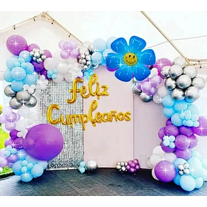Purple Latex Balloons Doors And Windows Balloon Decoration Spanish Happy Birthday Alphabet Banner For Party Decorations
