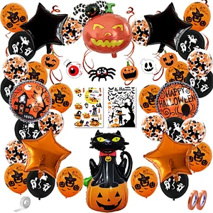 New Halloween Balloon Set Halloween Party Decoration Arrangement Sticker Aluminum Film Aluminum Foil Balloon Set