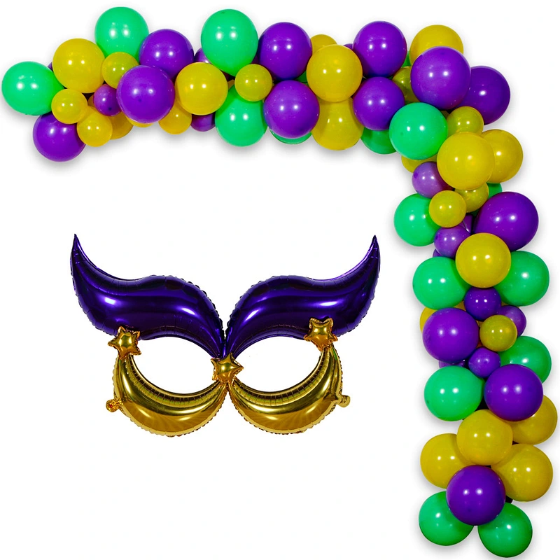 Mardi Gras Balloon Garland & Arch Kit MARDI GRAS Foil Balloon for Carnival Easter and Vintage Party Decorations