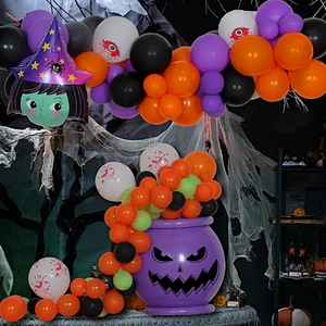 Halloween Party Banner Balloon Spider Bat Pumpkin Skeleton Balloons Arch Kits Halloween Party Decor Latex Balloons Halloween