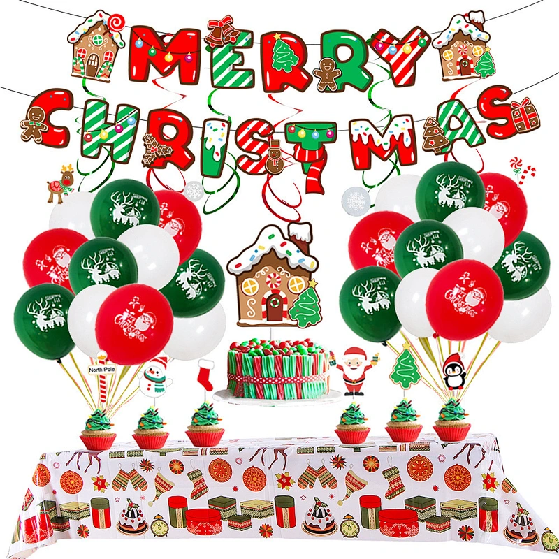 Amazon hot sell Christmas decoration Balloon Arch wreath party balloon decoration balloon prop Santa flag snowman elk
