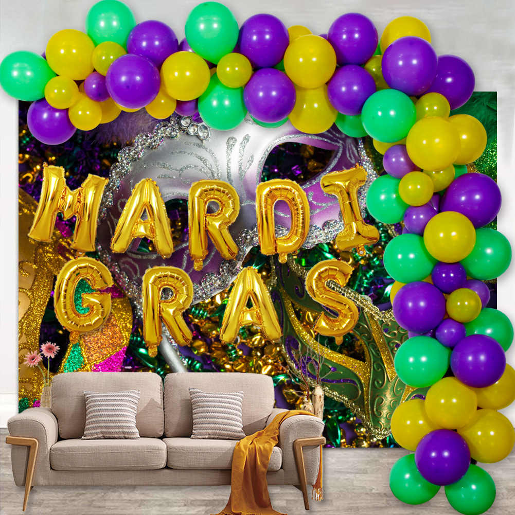 Mardi Gras Balloon Garland & Arch Kit MARDI GRAS Foil Balloon for Carnival Easter and Vintage Party Decorations