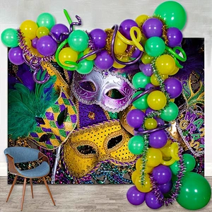 Mardi Gras Balloon Garland & Arch Kit MARDI GRAS Foil Balloon for Carnival Easter and Vintage Party Decorations