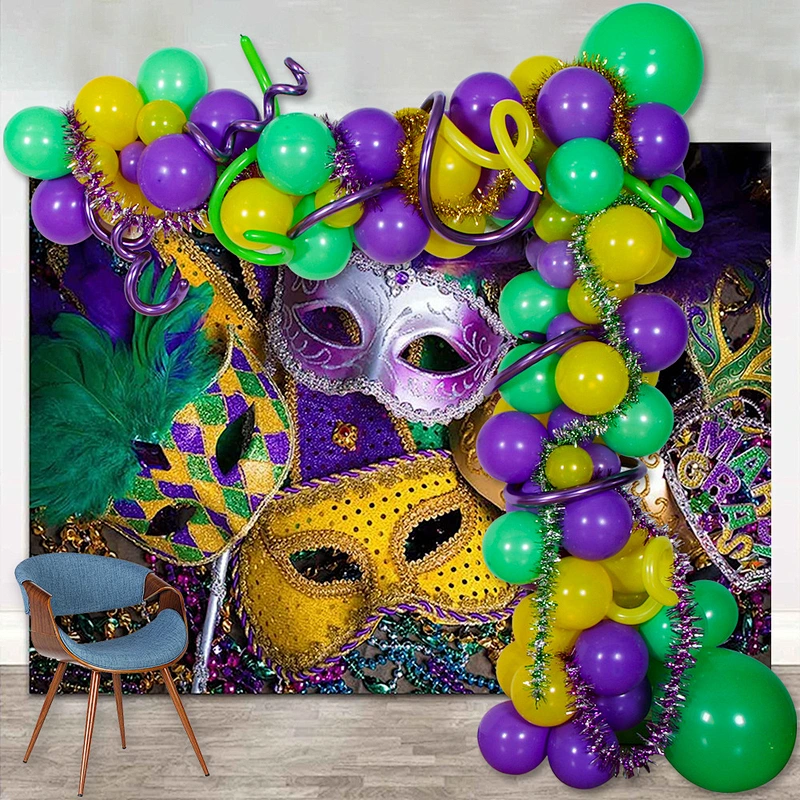 Mardi Gras Balloon Garland & Arch Kit MARDI GRAS Foil Balloon for Carnival Easter and Vintage Party Decorations