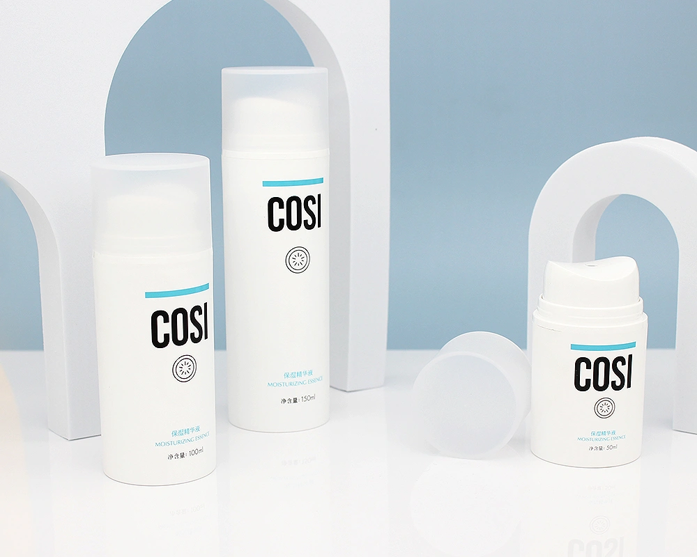 Eco friendly white empty PP airless pump bottle PCR recyclable 50ml 100ml 150ml skin care cream cosmetic packaging container