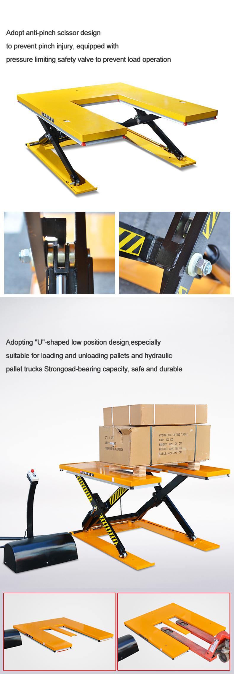 sinolift HU HE U-type and E-type electric lifting platform
