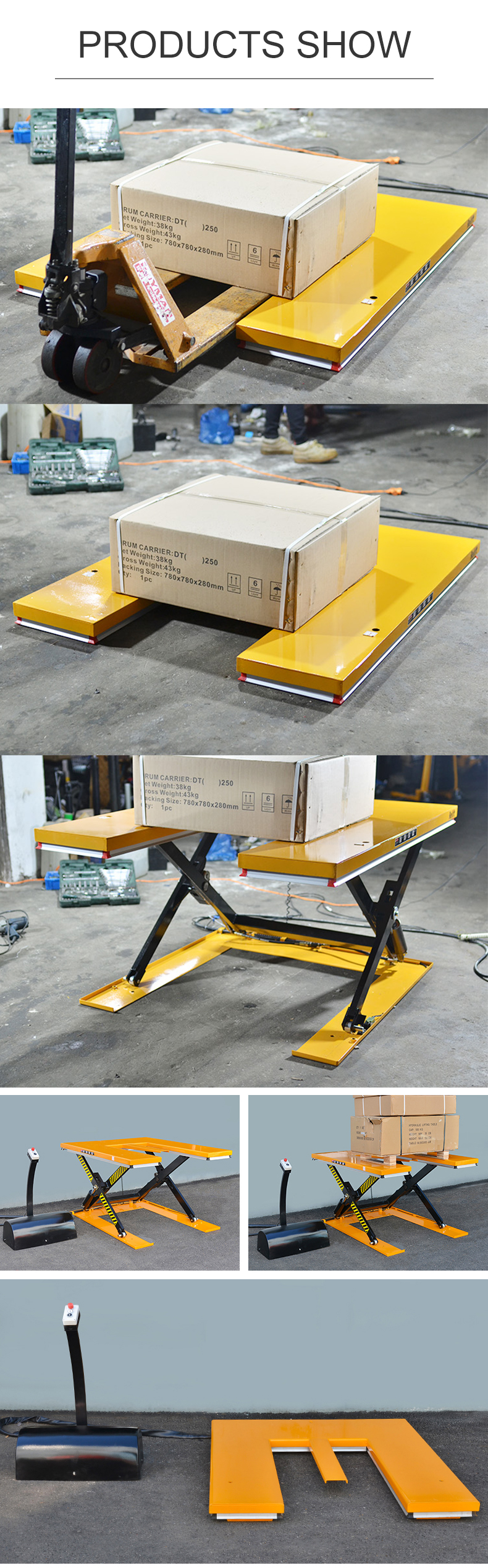 sinolift HU HE U-type and E-type electric lifting platform