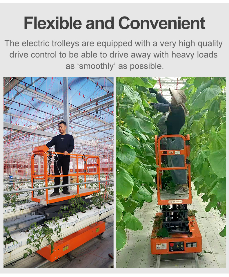 Electric Pipe Rail Trolley for Greenhouses – Hydraulic Scissor Lift